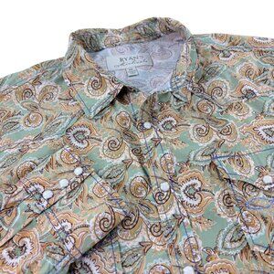 Ryan Michael Pearl Snap Paisley Western Shirt Mens Size XXL Spruce Green NEW